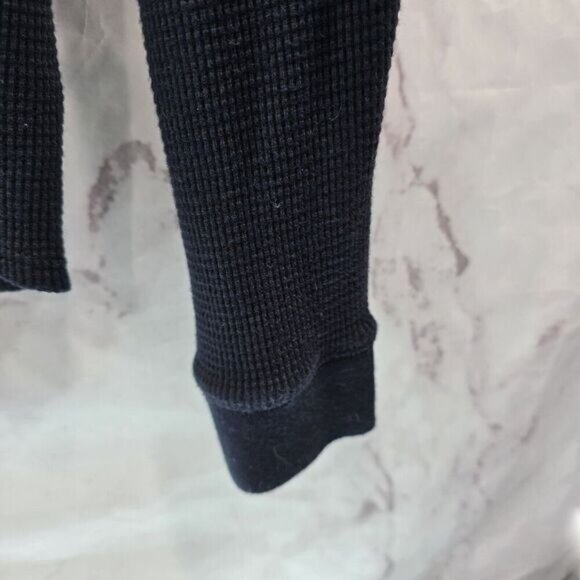 Faherty Shirt Womens Medium Black Thermal Waffle Long John Pima Cotton - Picture 4 of 10